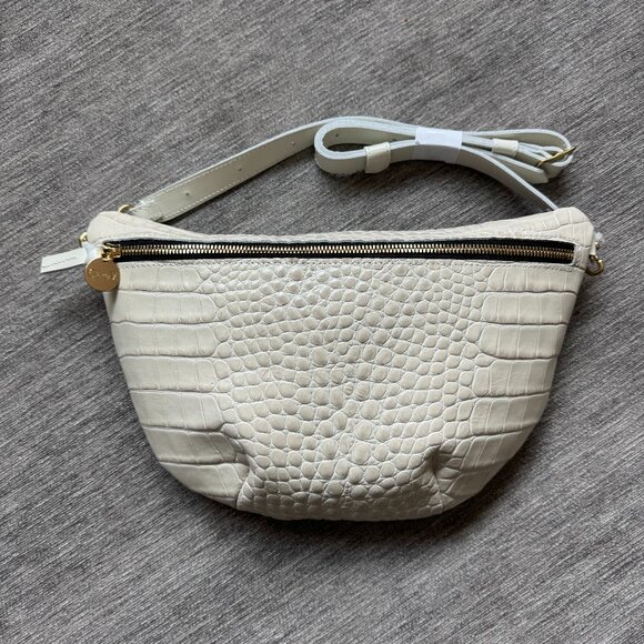 NEW RARE Clare V Grande Fanny Cream Croco - Picture 1 of 7